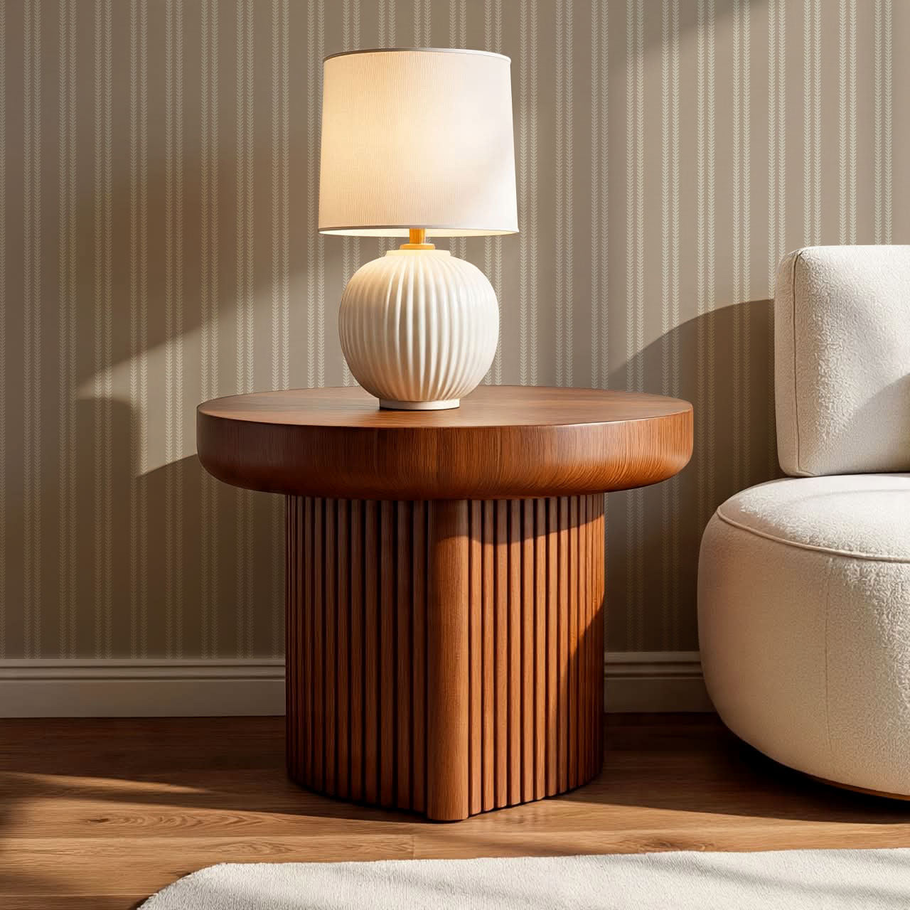 Jenna Leaf Stripe Sandstone Wallpaper