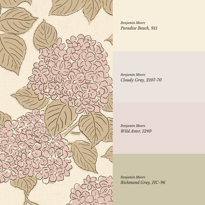 Jeny Vintage Hydrangea Ivory Rose Dust Wallpaper
