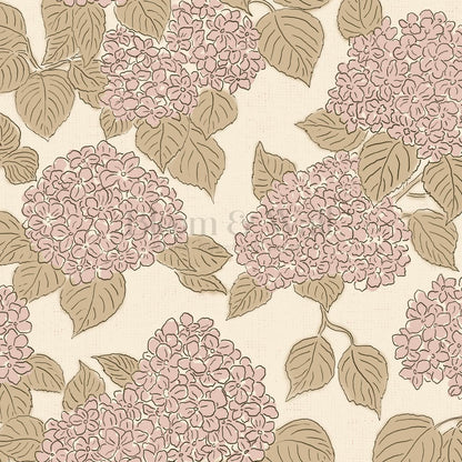 Jeny Vintage Hydrangea Ivory Rose Dust Wallpaper