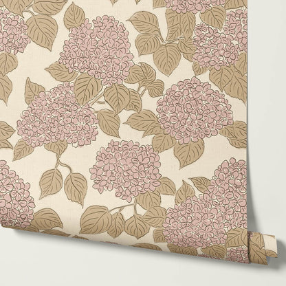 Jeny Vintage Hydrangea Ivory Rose Dust Wallpaper