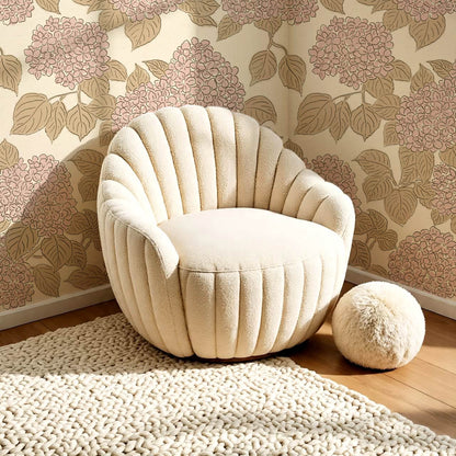 Jeny Vintage Hydrangea Ivory Rose Dust Wallpaper