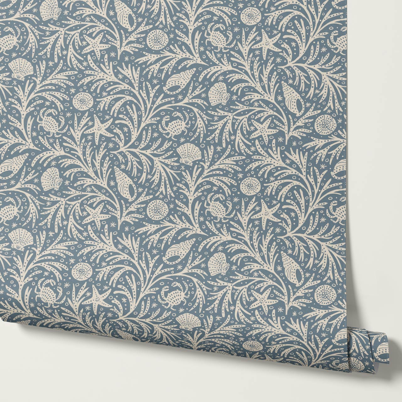 Jimena Marine Flow Blue Ivory Wallpaper