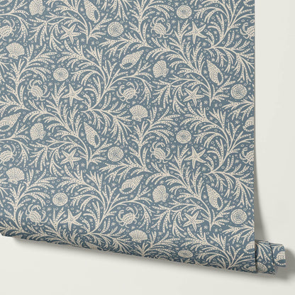Jimena Marine Flow Blue Ivory Wallpaper