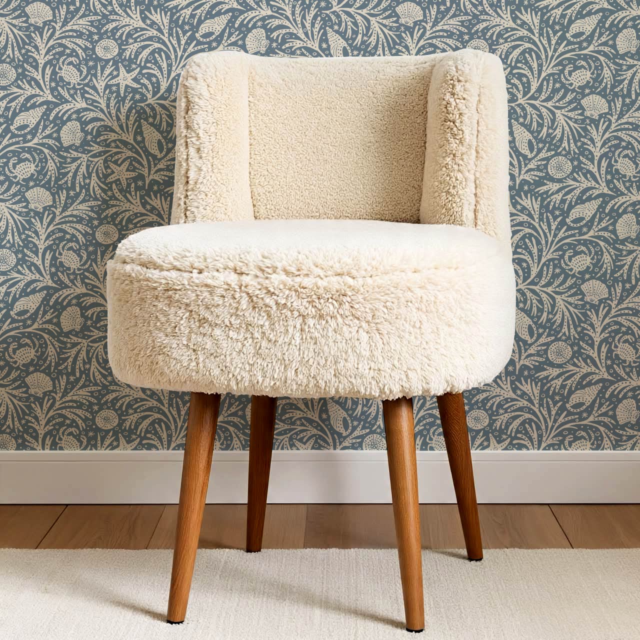 Jimena Marine Flow Blue Ivory Wallpaper