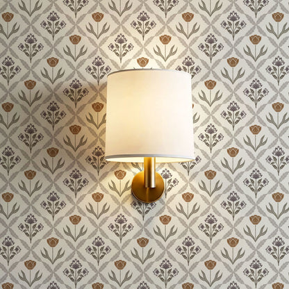 Joelle Tulip Damask Plum Wallpaper