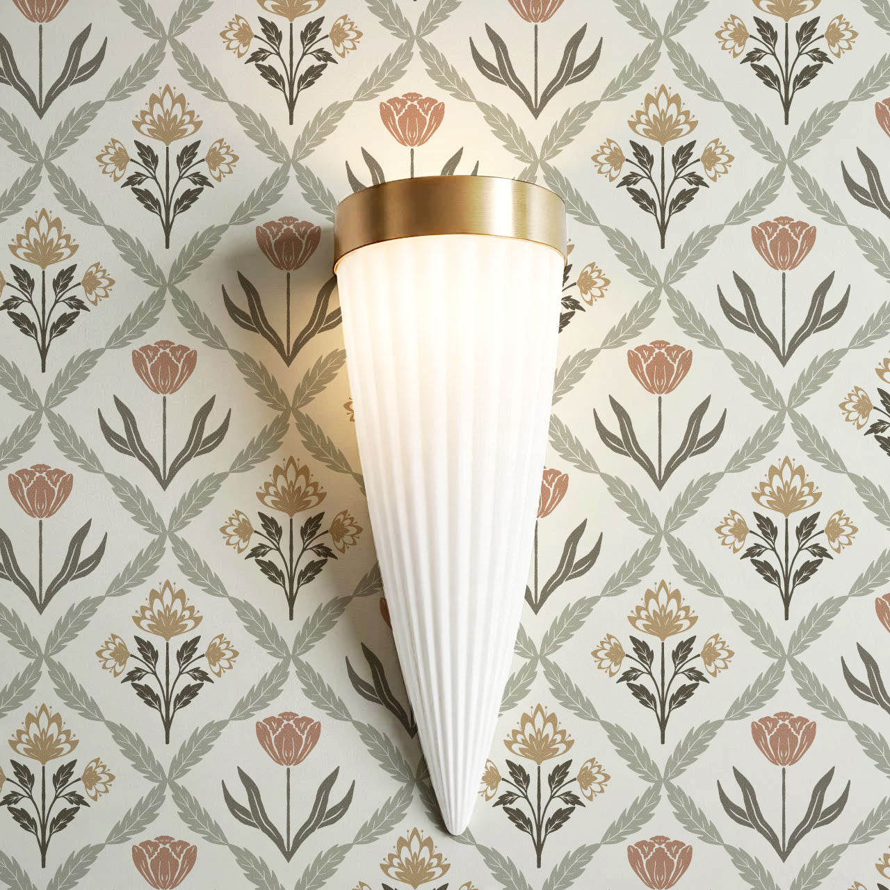 Joelle Tulip Damask Butter Wallpaper