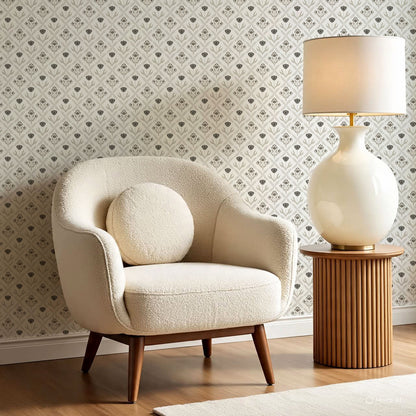 Joelle Tulip Damask Brown Wallpaper