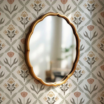 Joelle Tulip Damask Butter Wallpaper