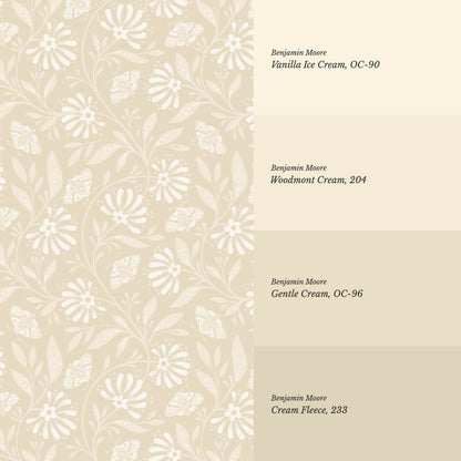 Jolanta Large Porcelain Flora Ivory Almond Wallpaper