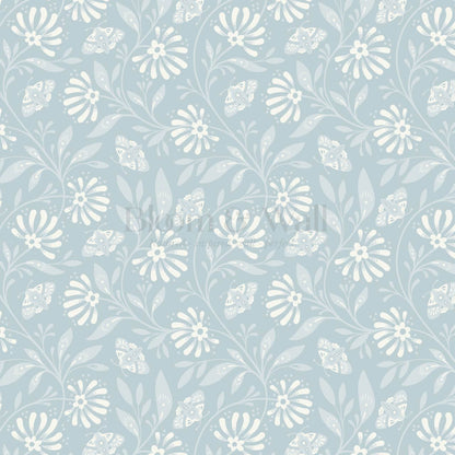Jolanta Large Porcelain Flora Cream Blue Wallpaper