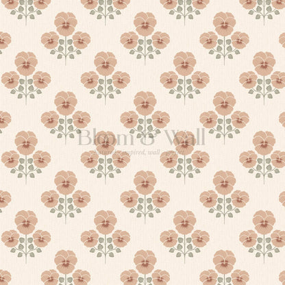 Josefina Pansies Cream Clay Wallpaper