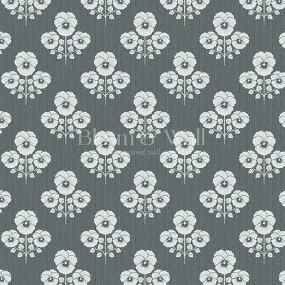 Josefina Pansies Slate Smoke Wallpaper