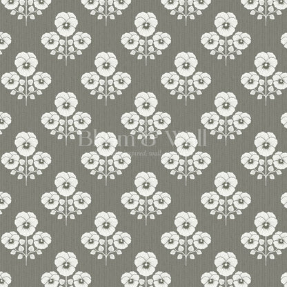 Josefina Pansies Deep Olive Wallpaper