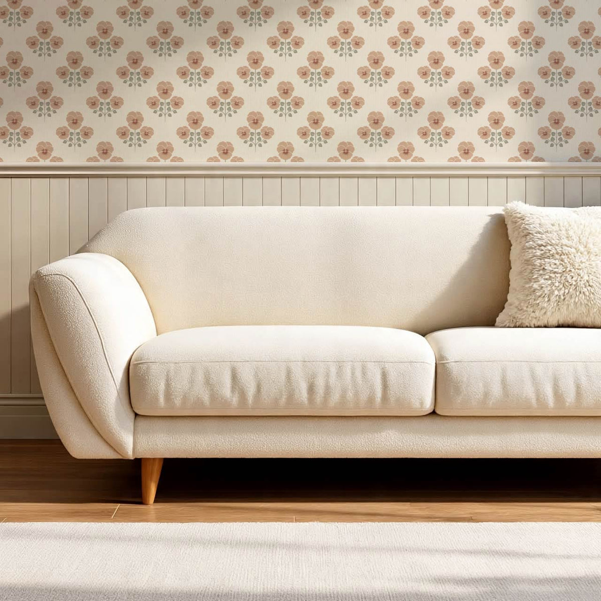 Josefina Pansies Cream Clay Wallpaper