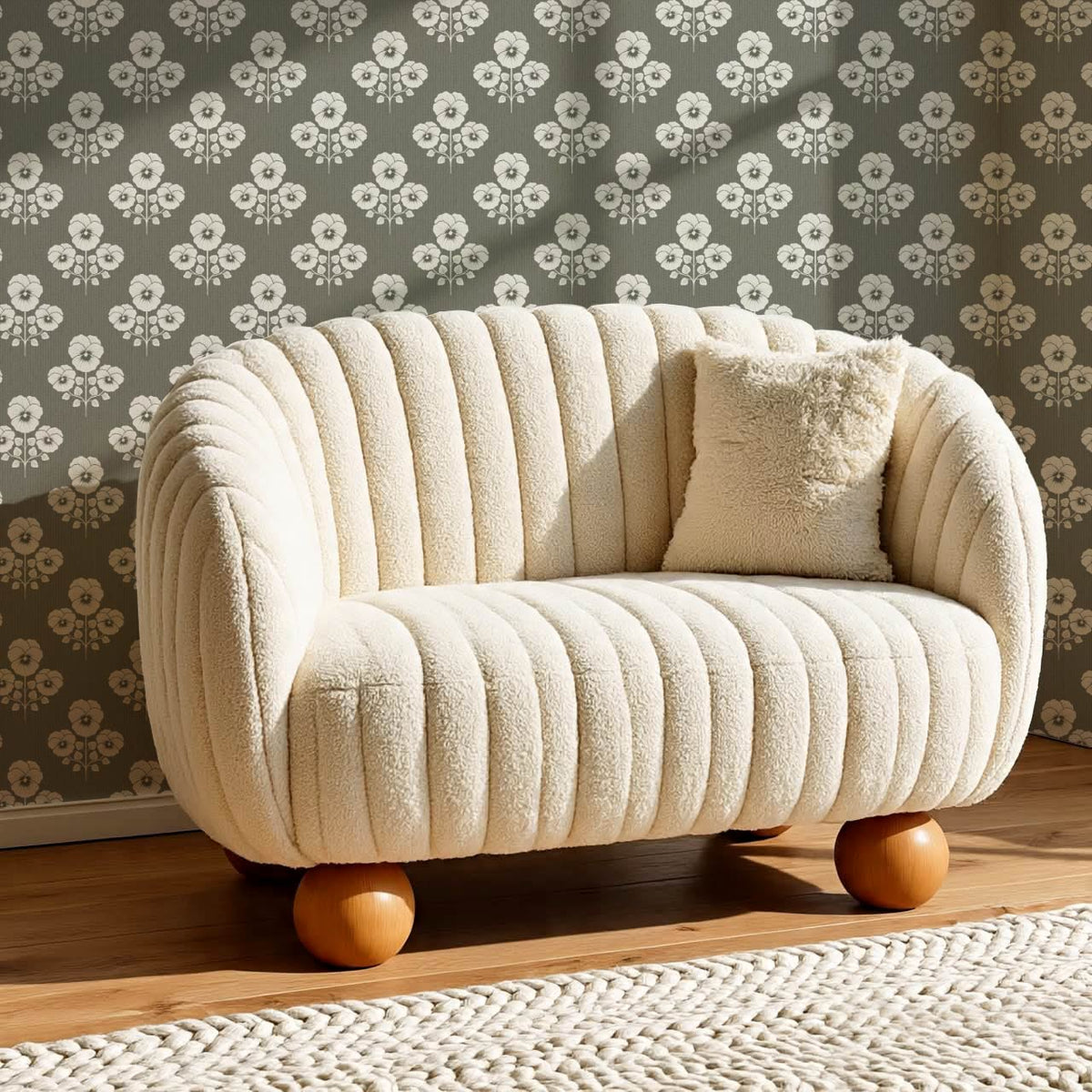 Josefina Pansies Deep Olive Wallpaper