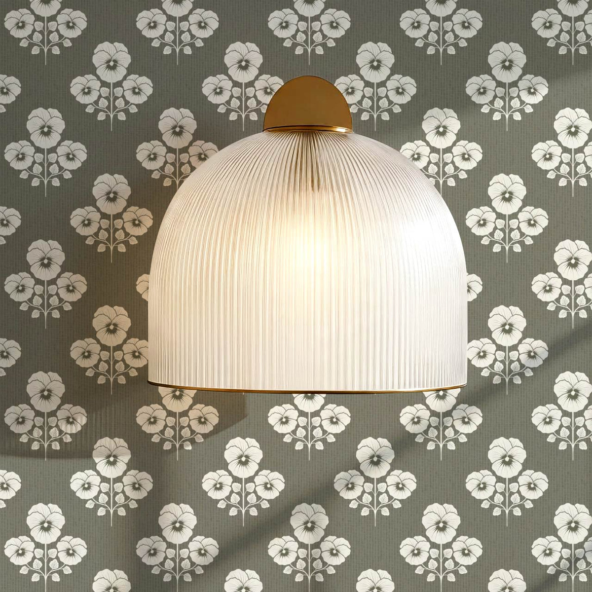 Josefina Pansies Deep Olive Wallpaper