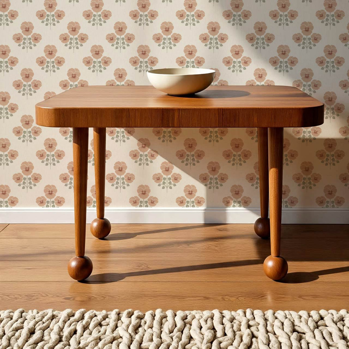 Josefina Pansies Cream Clay Wallpaper