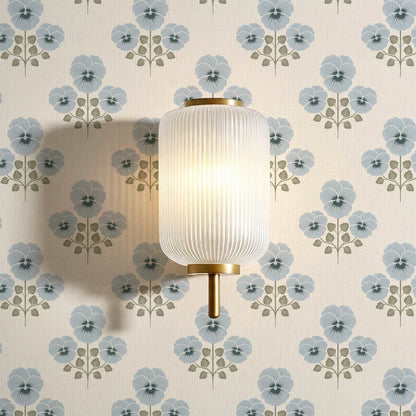 Josefina Pansies Cream French Blue Wallpaper