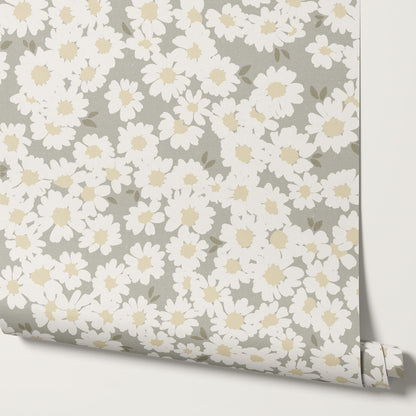 Josephine Chamomile Olive Butter Wallpaper