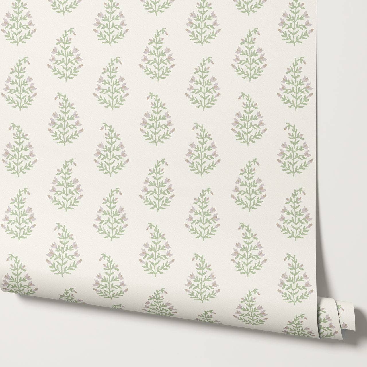 Josette Paisley Green Pink Wallpaper