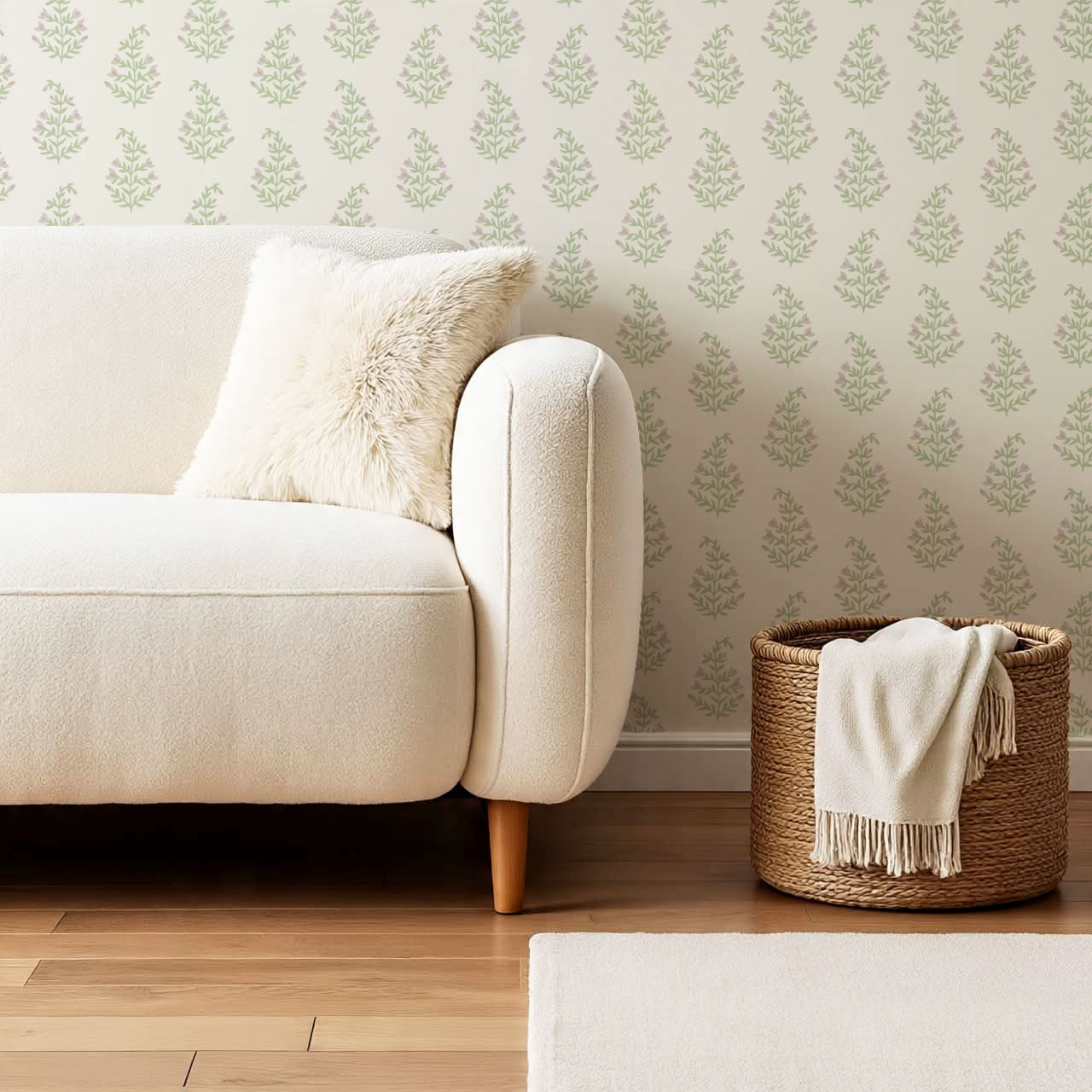 Josette Paisley Green Pink Wallpaper
