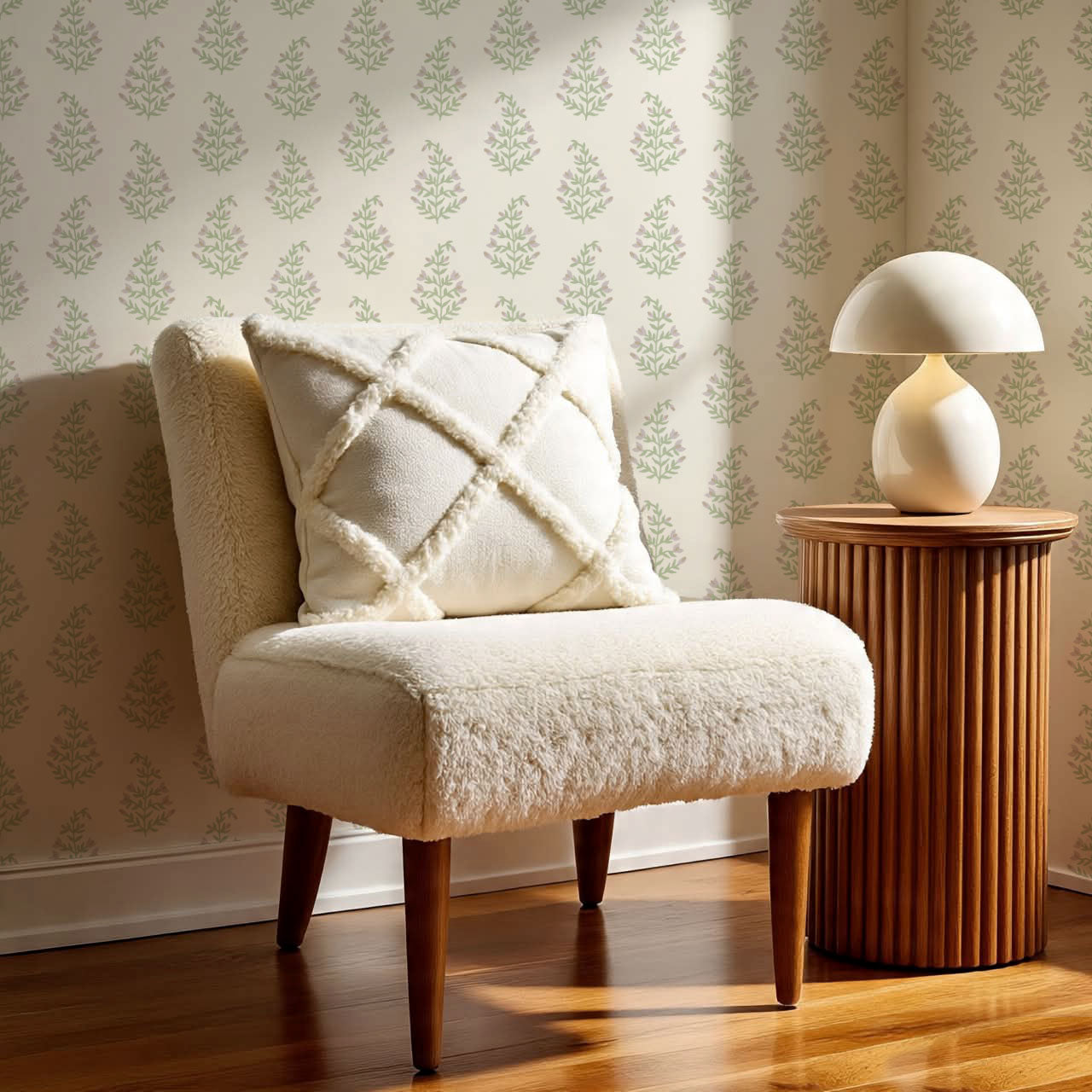 Josette Paisley Green Pink Wallpaper