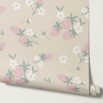 Josie Wild Strawberries Blush Wallpaper