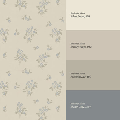 Julia Heirloom Bloom French Blue Wallpaper