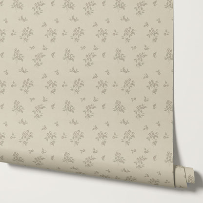 Julia Heirloom Bloom Taupe Gray Wallpaper