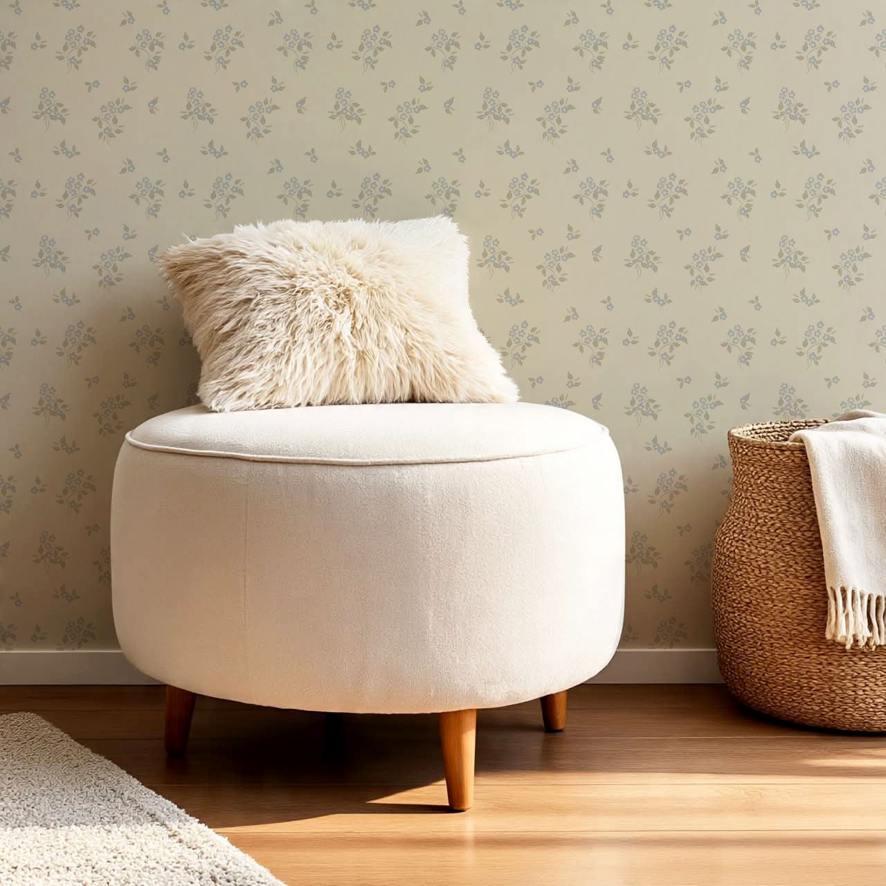 Julia Heirloom Bloom French Blue Wallpaper