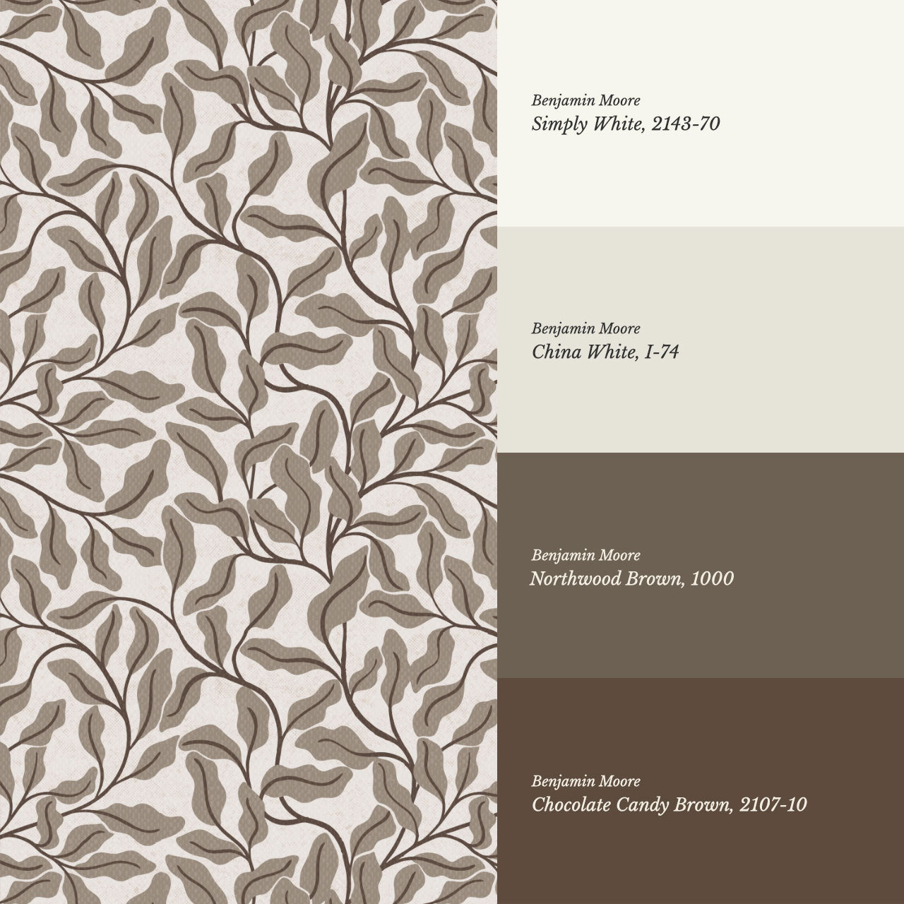 Julia Oak Leaf Vines Taupe Wallpaper