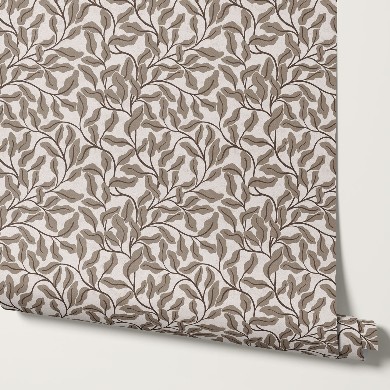 Julia Oak Leaf Vines Taupe Wallpaper