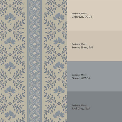 Julian Blooming Vines French Blue Wallpaper