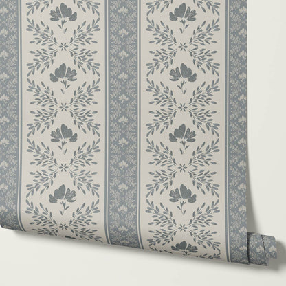 Julian Blooming Vines Slate Wallpaper