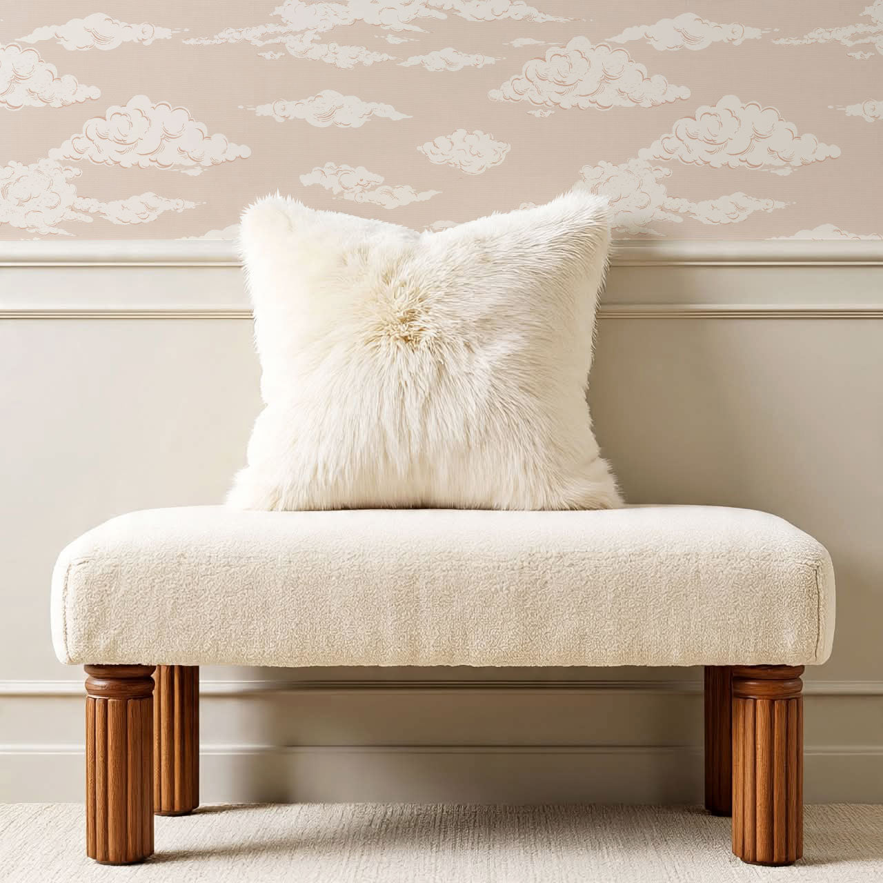 Julianna Dreamy Clouds Peach Mauve Wallpaper