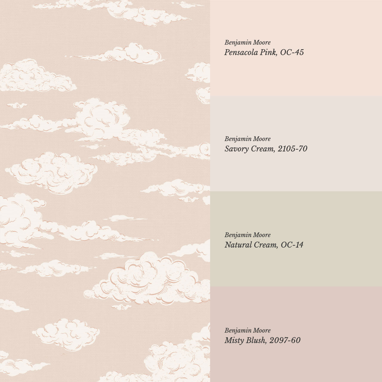 Julianna Dreamy Clouds Peach Mauve Wallpaper
