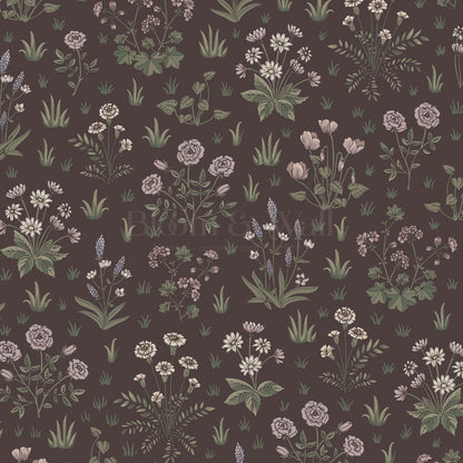 Juliet Country Garden Burgundy Wallpaper