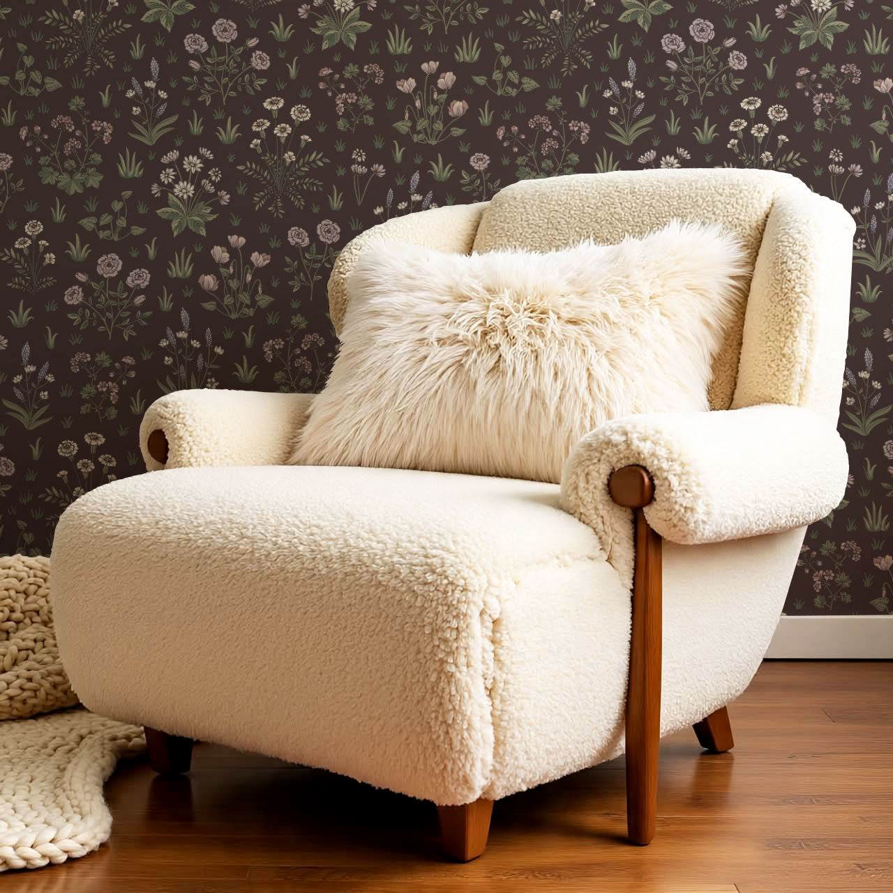 Juliet Country Garden Burgundy Wallpaper