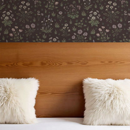 Juliet Country Garden Burgundy Wallpaper