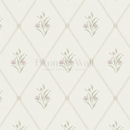 Juliette Diamond Florals Blush Pink Wallpaper