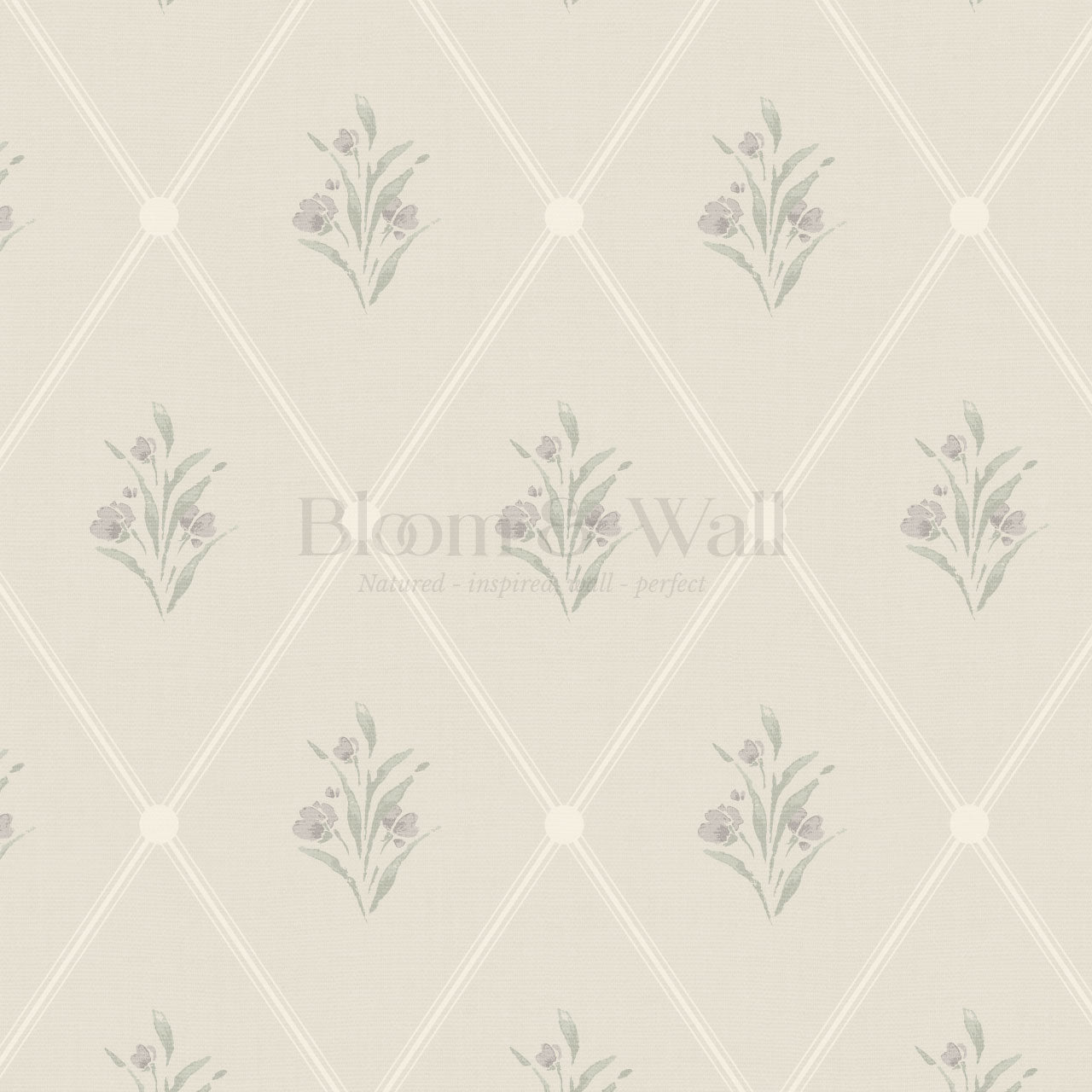Juliette Diamond Florals Pale Plum Wallpaper