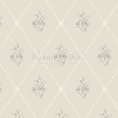 Juliette Diamond Florals Pale Plum Wallpaper
