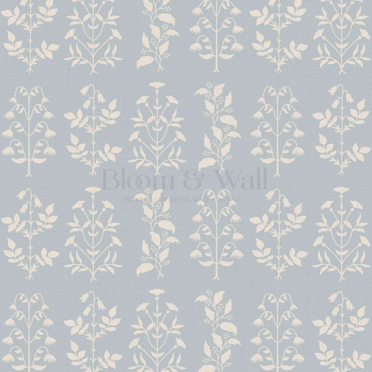 June Blue Floral Garden Wallpaper
