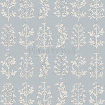 June Blue Floral Garden Wallpaper