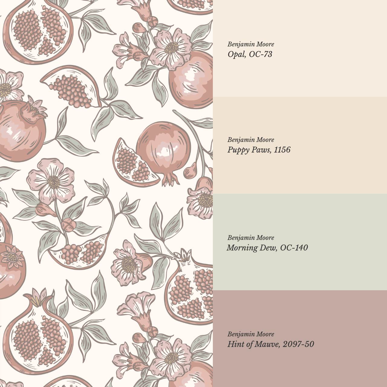 Juniper Pomegranate Passion Mauve Cream Wallpaper