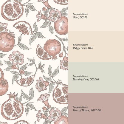 Juniper Pomegranate Passion Mauve Cream Wallpaper