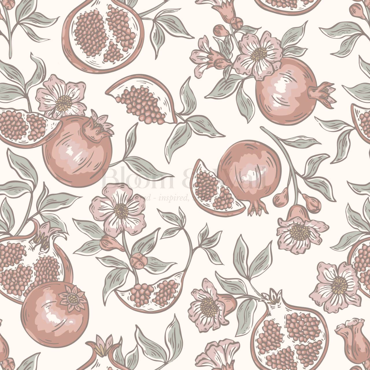 Juniper Pomegranate Passion Mauve Cream Wallpaper
