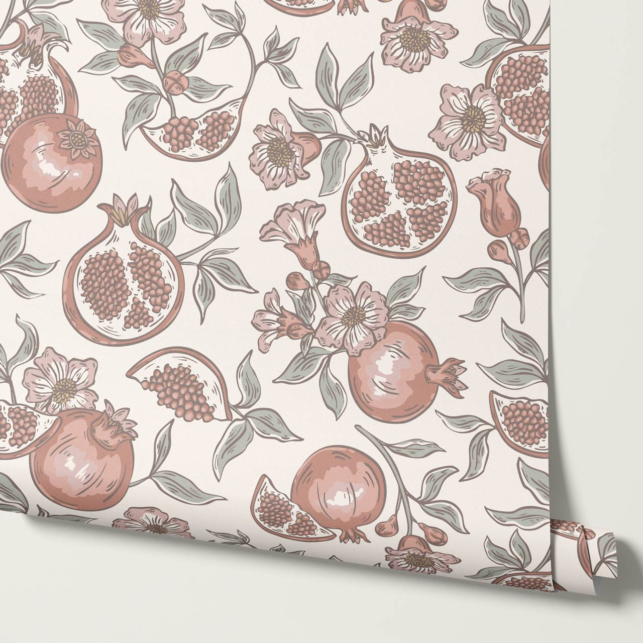 Juniper Pomegranate Passion Mauve Cream Wallpaper