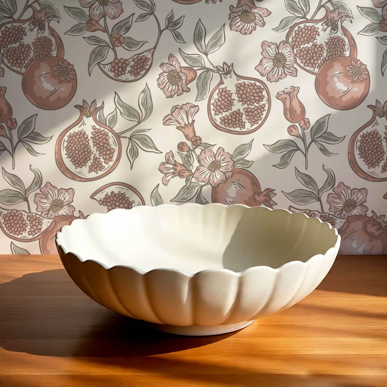 Juniper Pomegranate Passion Mauve Cream Wallpaper