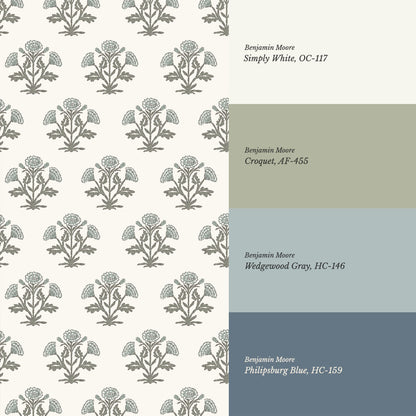 Kaia Block Marigold Pale Teal Green Wallpaper